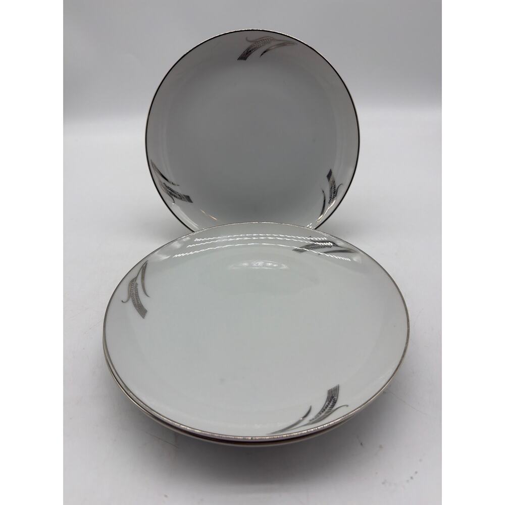 4 Fukagawa Arita Silver Wheat Salad Plates #931 VTG‎ Platinum Japan